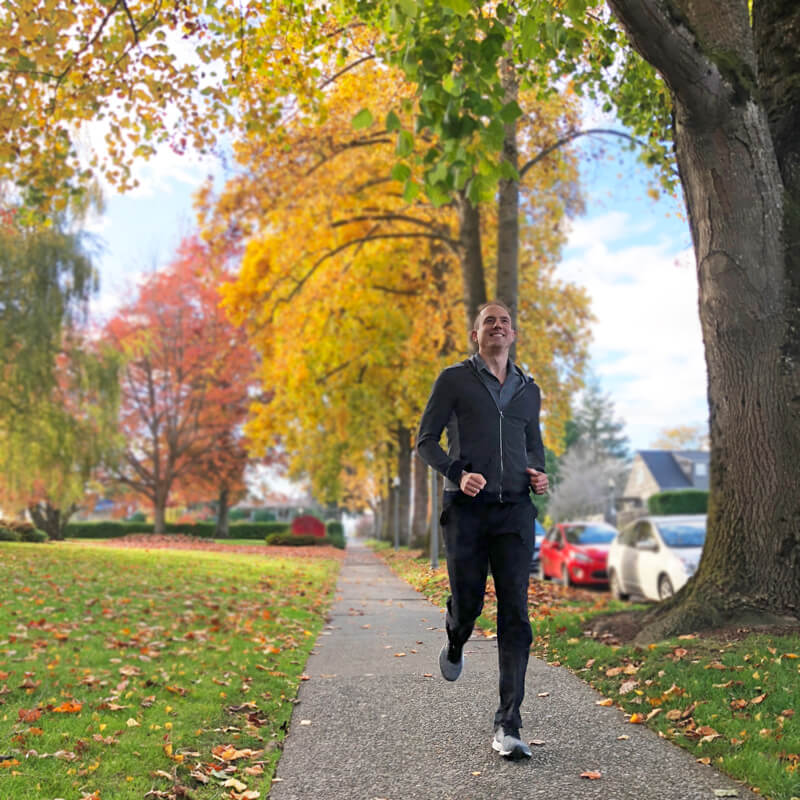 David jogging in the fall