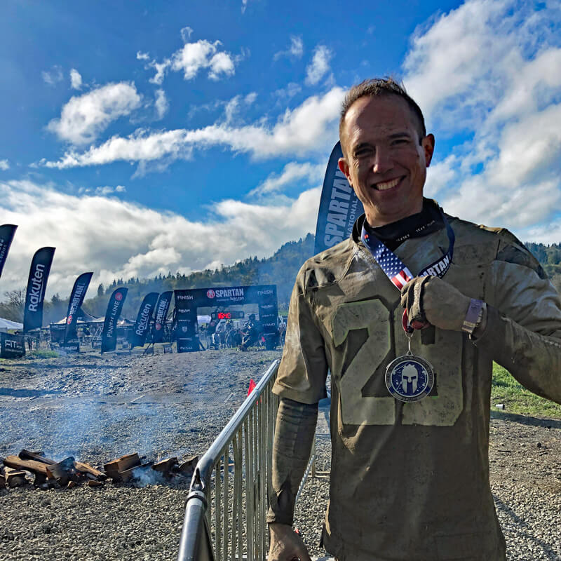 David covered in mud after the Spartan Race