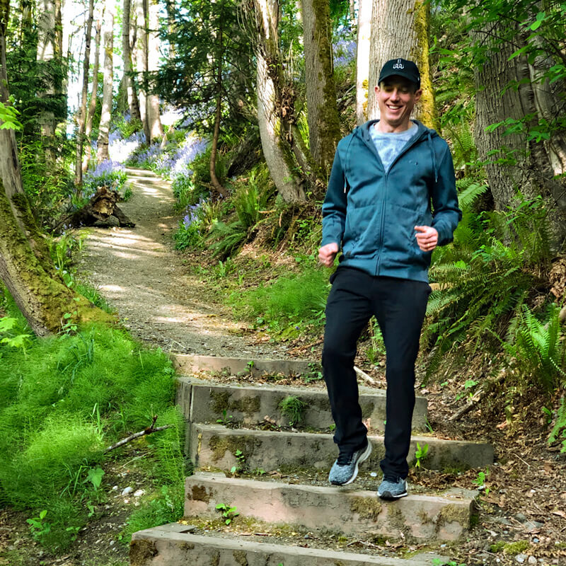 David runs through Ravenna Park.