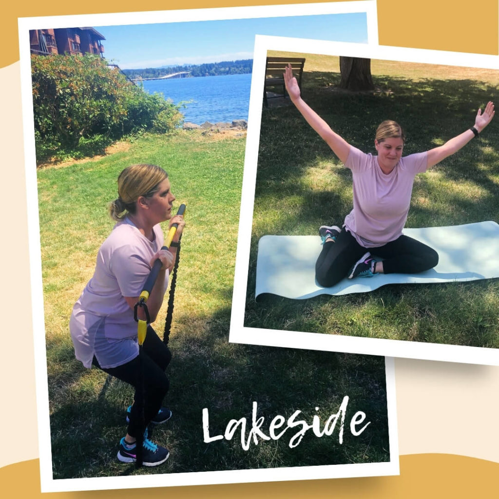 Client enjoying private outdoor yoga in Seattle